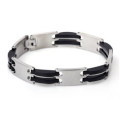 Aço inoxidável com bracelete de couro preto / bracelete de homens (xbl12242)